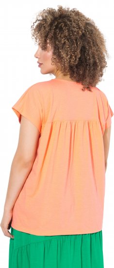 Ulla Popken Free Spirit Butterfly Cap Sleeve Graphic Tee Coral - Spausdinti marškinėliai moterims - 