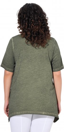 Ulla Popken Sunset Lettering Short Sleeve Graphic Tee Olive - Spausdinti marškinėliai moterims - 