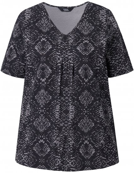 Ulla Popken Snake Print V-Neck Tee Graphite Grey - Spausdinti marškinėliai moterims - 