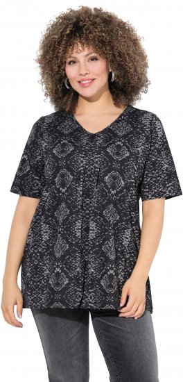 Ulla Popken Snake Print V-Neck Tee Graphite Grey - Spausdinti marškinėliai moterims - 