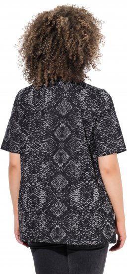 Ulla Popken Snake Print V-Neck Tee Graphite Grey - Spausdinti marškinėliai moterims - 