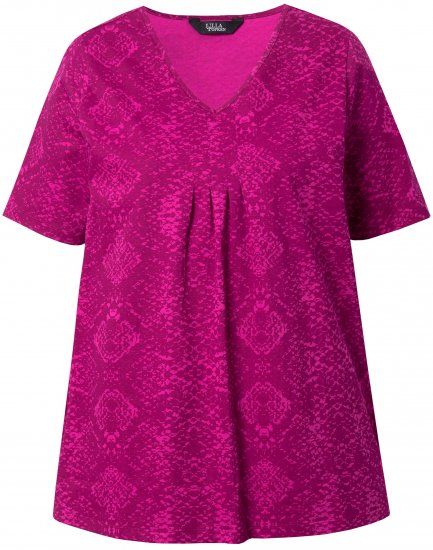 Ulla Popken Snake Print V-Neck Tee Magnolia Red - Spausdinti marškinėliai moterims - 