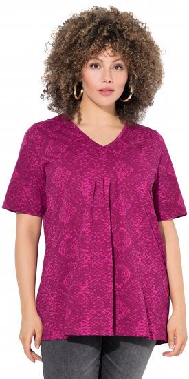 Ulla Popken Snake Print V-Neck Tee Magnolia Red - Spausdinti marškinėliai moterims - 