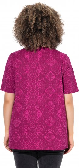 Ulla Popken Snake Print V-Neck Tee Magnolia Red - Spausdinti marškinėliai moterims - 