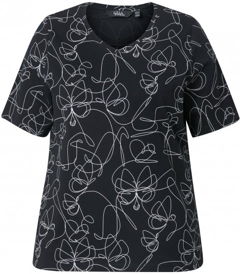 Ulla Popken Abstract Animal Print Short Sleeve Tee Black - Spausdinti marškinėliai moterims - 