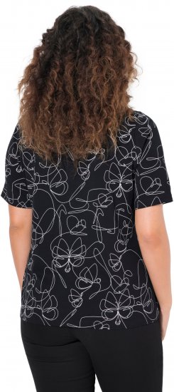 Ulla Popken Abstract Animal Print Short Sleeve Tee Black - Spausdinti marškinėliai moterims - 