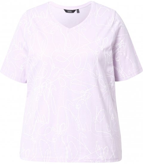 Ulla Popken Abstract Animal Print Short Sleeve Tee Lavender - Spausdinti marškinėliai moterims - 