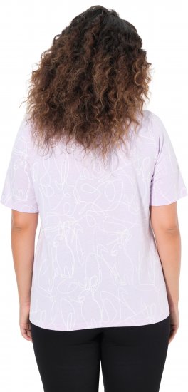 Ulla Popken Abstract Animal Print Short Sleeve Tee Lavender - Spausdinti marškinėliai moterims - 