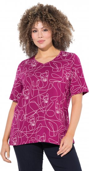 Ulla Popken Abstract Animal Print Short Sleeve Tee Magnolia Red - Spausdinti marškinėliai moterims - 