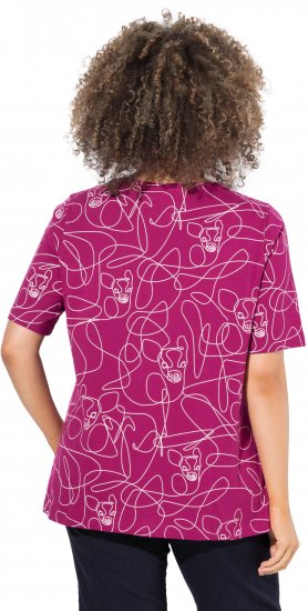 Ulla Popken Abstract Animal Print Short Sleeve Tee Magnolia Red - Spausdinti marškinėliai moterims - 