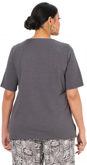 Ulla Popken Cactus Short Sleeve Graphic Tee Graphite Grey - Spausdinti marškinėliai moterims - 