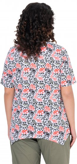 Ulla Popken Half-sleeve A-line V-neck Pointed Hem Animal Pattern T-shirt Snow White - Spausdinti marškinėliai moterims - 