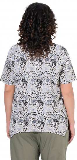 Ulla Popken Half-sleeve A-line V-neck Pointed Hem Animal Pattern T-shirt Moss - Spausdinti marškinėliai moterims - 