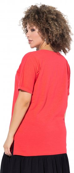 Ulla Popken Bow Short Sleeve Graphic Tee Light Red - Spausdinti marškinėliai moterims - 