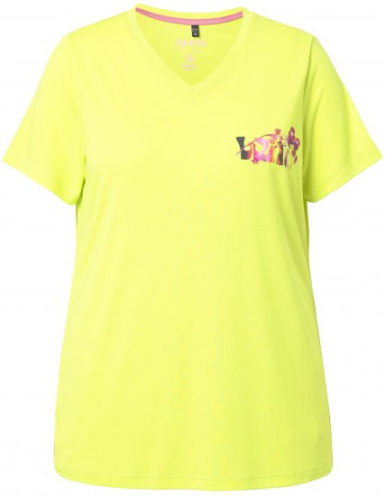 Ulla Popken Wild Antibacterial Short Sleeve Tee Lime - Marškinėliai - 