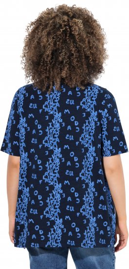 Ulla Popken Letter Print Short Sleeve Tee Navy - Spausdinti marškinėliai moterims - 