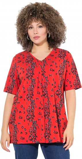Ulla Popken Letter Print Short Sleeve Tee Red - Spausdinti marškinėliai moterims - 