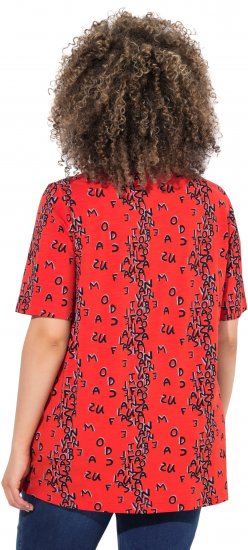 Ulla Popken Letter Print Short Sleeve Tee Red - Spausdinti marškinėliai moterims - 