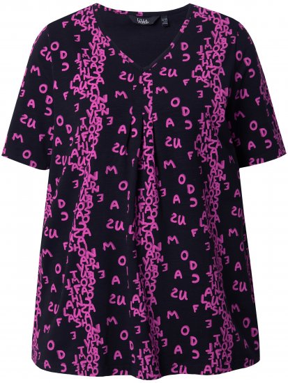 Ulla Popken Letter Print Short Sleeve Tee Magnolia Red - Spausdinti marškinėliai moterims - 