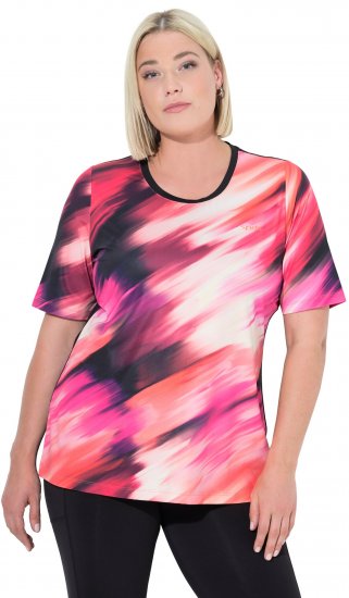 Ulla Popken Cutout Abstract Print Short Sleeve Tee Hibiscus Red - Spausdinti marškinėliai moterims - 