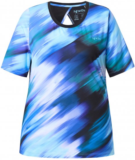 Ulla Popken Cutout Abstract Print Short Sleeve Tee Light Sapphire - Spausdinti marškinėliai moterims - 