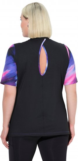 Ulla Popken Cutout Abstract Print Short Sleeve Tee Ink Blue - Spausdinti marškinėliai moterims - 