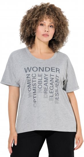 Ulla Popken WONDER Short Sleeve Graphic Tee Light Grey Melange - Spausdinti marškinėliai moterims - 