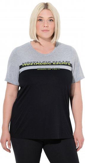Ulla Popken Nostalgic Escape Performance T-Shirt Black - Spausdinti marškinėliai moterims - 