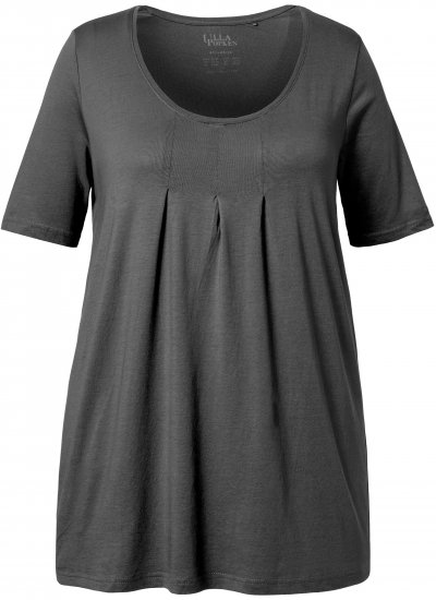 Ulla Popken Essential Front Pleat Tee Graphite Grey - Marškinėliai - 
