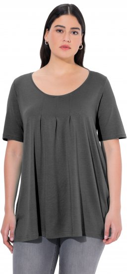 Ulla Popken Essential Front Pleat Tee Graphite Grey - Marškinėliai - 