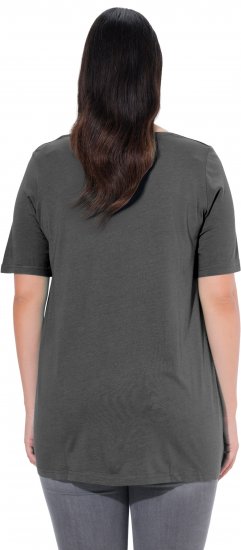 Ulla Popken Essential Front Pleat Tee Graphite Grey - Marškinėliai - 