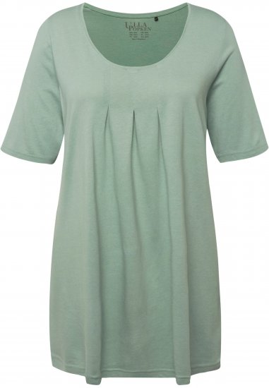 Ulla Popken Essential Front Pleat Tee Light Moss Green - Marškinėliai - 