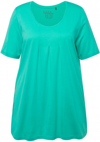 Ulla Popken Essential Front Pleat Tee Turquoise Green - Marškinėliai - 