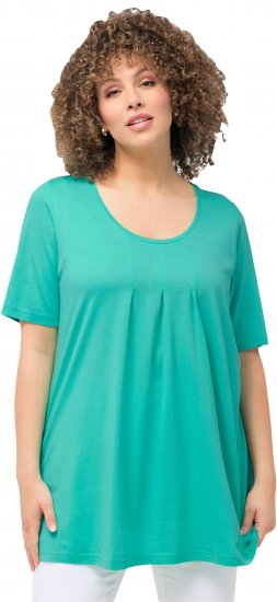 Ulla Popken Essential Front Pleat Tee Turquoise Green - Marškinėliai - 