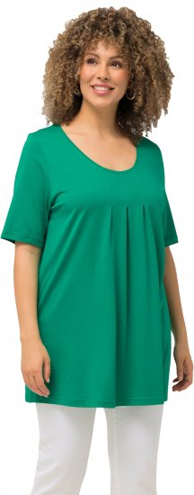 Ulla Popken Essential Front Pleat Tee Emerald Green - Marškinėliai - 