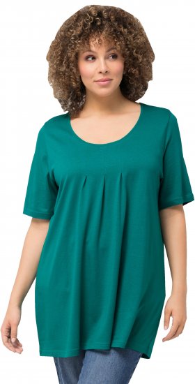 Ulla Popken Essential Front Pleat Tee Dark Emerald - Marškinėliai - 