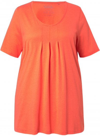 Ulla Popken Essential Front Pleat Tee Pink Coral - Marškinėliai - 