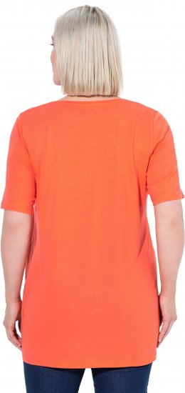 Ulla Popken Essential Front Pleat Tee Pink Coral - Marškinėliai - 