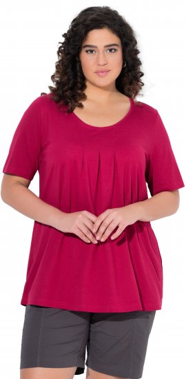 Ulla Popken Essential Front Pleat Tee Dark Raspberry - Marškinėliai - 