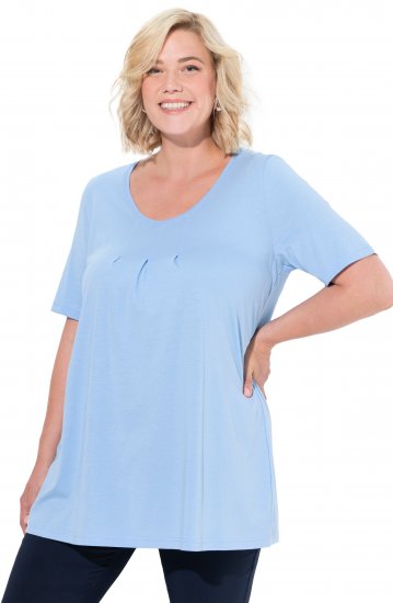 Ulla Popken Essential Front Pleat Tee Light Blue - Marškinėliai - 