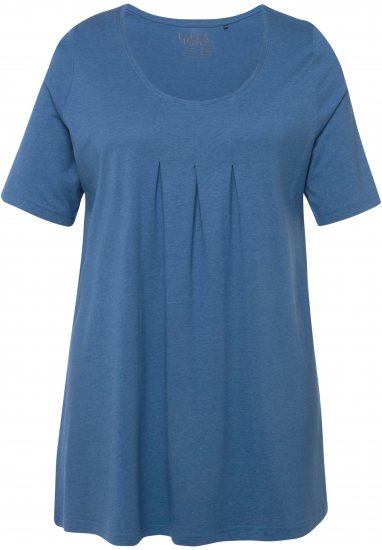 Ulla Popken Essential Front Pleat Tee Denim Blue - Marškinėliai - 