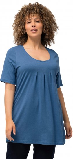 Ulla Popken Essential Front Pleat Tee Denim Blue - Marškinėliai - 