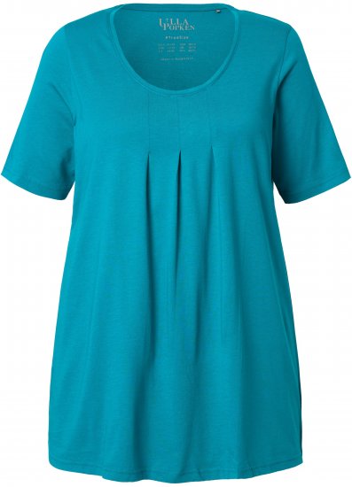 Ulla Popken Essential Front Pleat Tee Teal - Marškinėliai - 