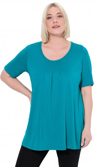Ulla Popken Essential Front Pleat Tee Teal - Marškinėliai - 