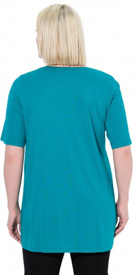 Ulla Popken Essential Front Pleat Tee Teal - Marškinėliai - 