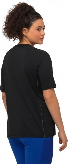 Ulla Popken Piping Accent Functional UVP 50+ Stretch Knit Top Black - Marškinėliai - 