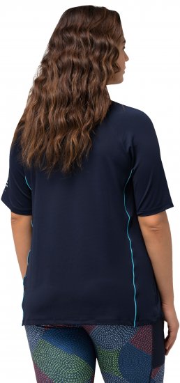 Ulla Popken Piping Accent Functional UVP 50+ Stretch Knit Top Navy Blue - Marškinėliai - 