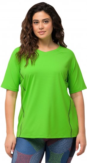 Ulla Popken Piping Accent Functional UVP 50+ Stretch Knit Top Light Green - Marškinėliai - 