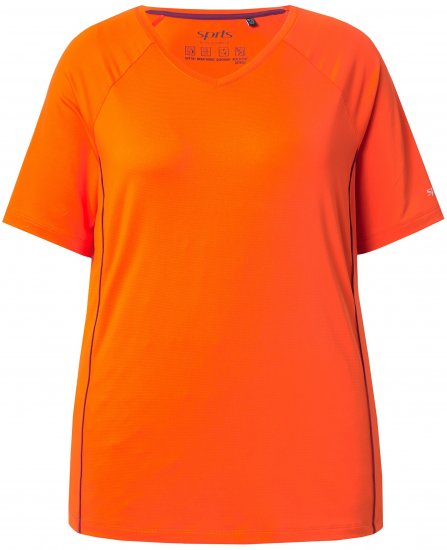 Ulla Popken Piping Accent Functional UVP 50+ Stretch Knit Top Orange Red - Marškinėliai - 