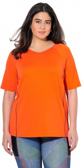 Ulla Popken Piping Accent Functional UVP 50+ Stretch Knit Top Orange Red - Marškinėliai - 